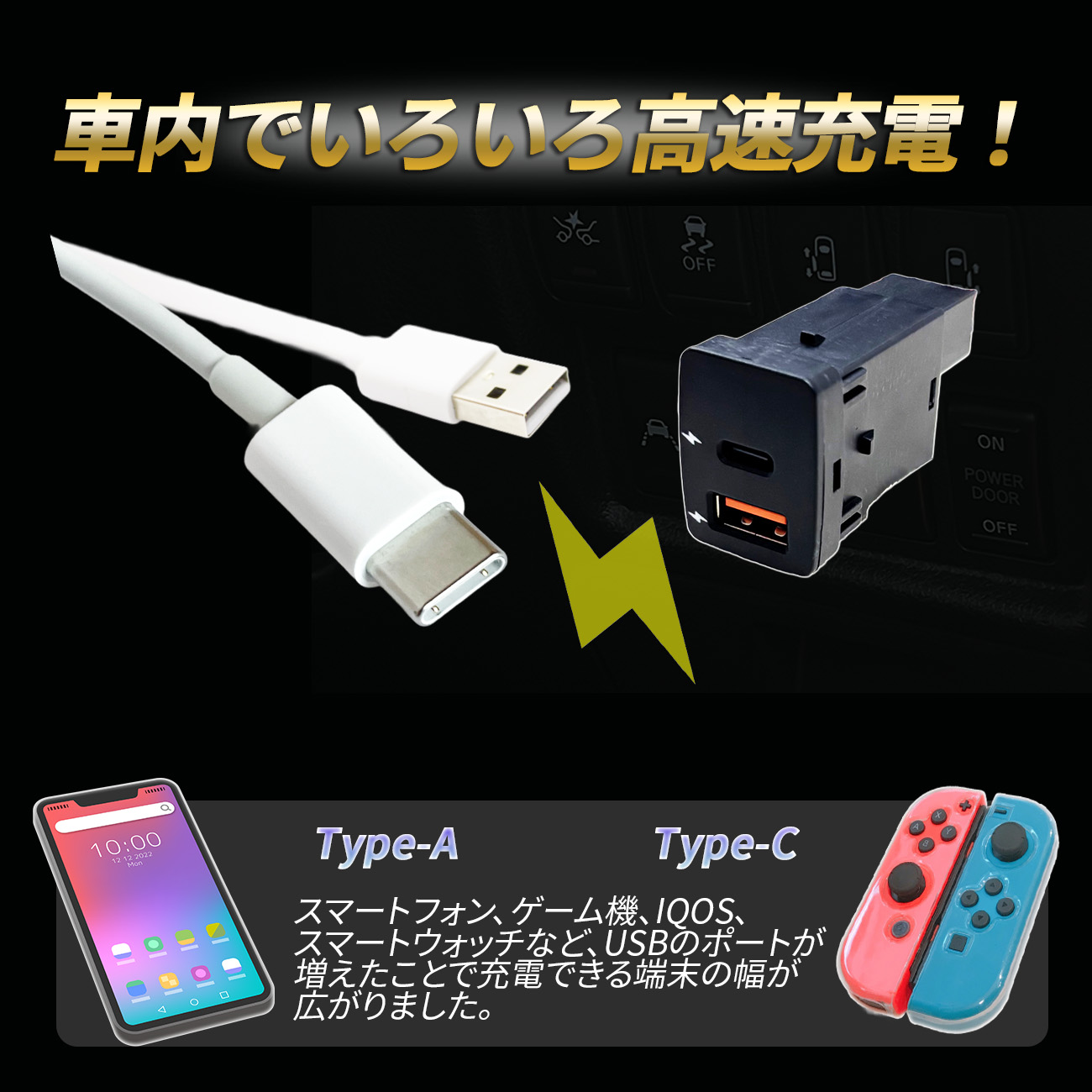ランディ C27 USBポート LED 充電 埋め込み 内装パネル 電圧計