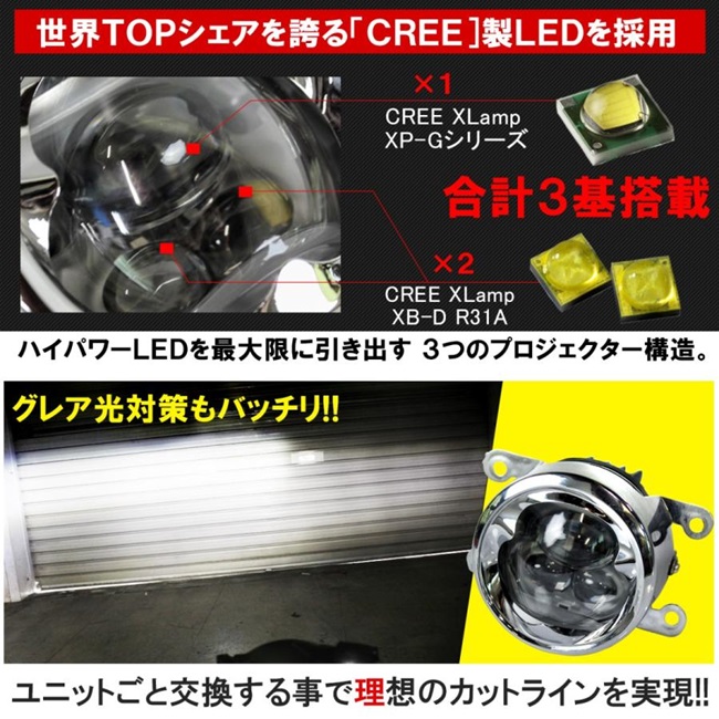オデッセイRC系 フォグランプ LED CREE製 メッキ 純正交換 左右