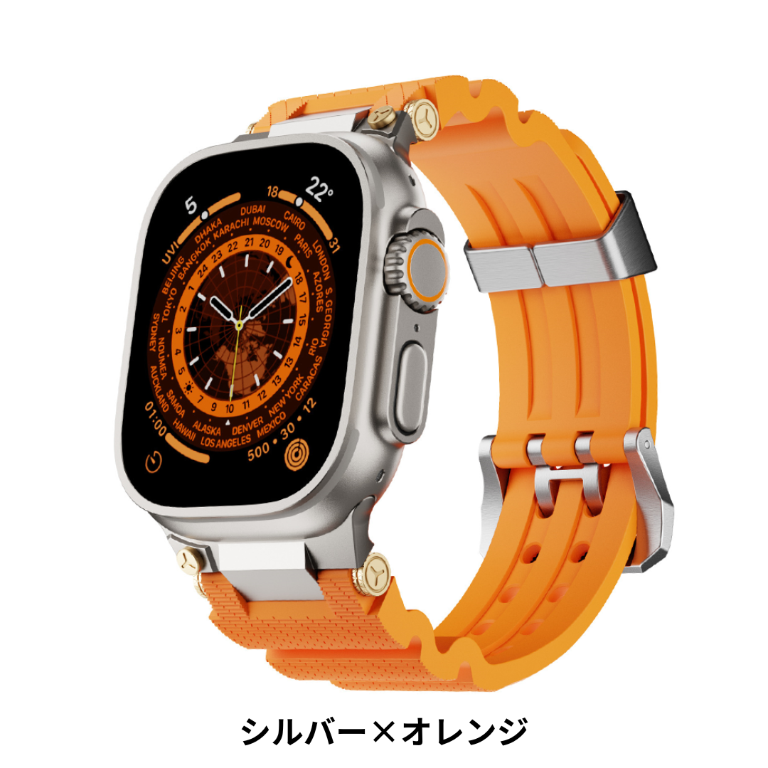 オレンジ☆アップルウォッチバンド ラバーベルト カバー Apple
