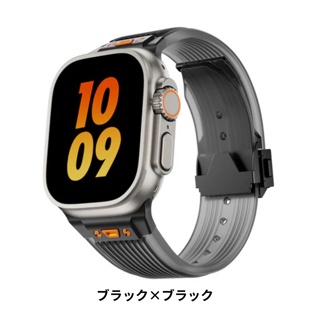 【セール】BELTIES ラバーベルト時計 透明/ブラック Apple Watch BELTIES ベルティーズ アップルウォッチ バンド