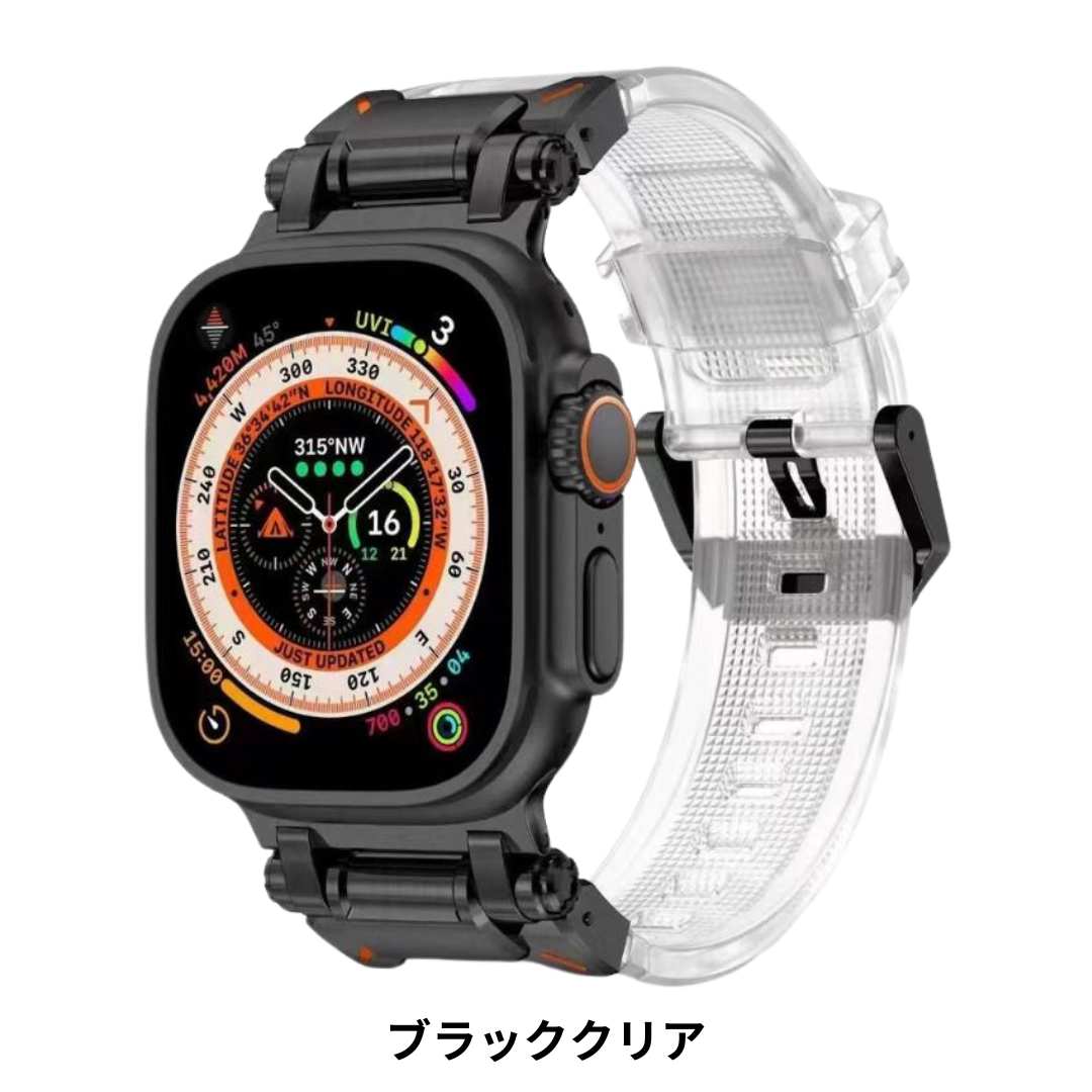 アップルウォッチ バンド メンズ スポーツ Apple Watch シリコンステンレスコネクトTPUバンド 42mm 44mm 45mm 46mm 49mm se2 Series11 ultra3の画像