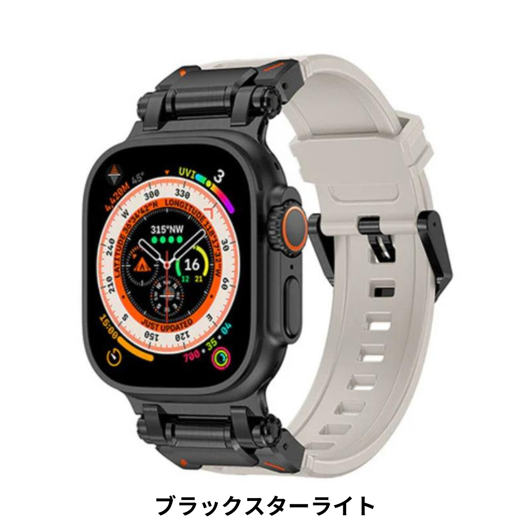 アップルウォッチ バンド メンズ スポーツ Apple Watch シリコンステンレスコネクトTPUバンド 42mm 44mm 45mm 46mm 49mm se2 Series11 ultra3の画像