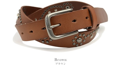 ベルト レディース スタッズ 花模様 カジュアル 本革 牛革 レザー