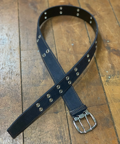 Wピンベルト】 40ミリ幅 デニムベルト ダブルピンベルト 国産denim生地