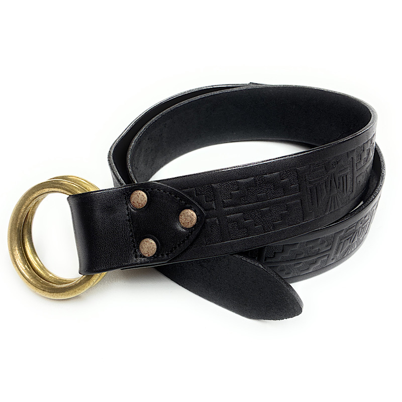 希少 VISVIM ビンテージ ベルト ダブルリング レザー 日本製 ブラック VISVIM ビズビム 14AW DOUBLE RING BELT MAYAN 民族柄 ダブル