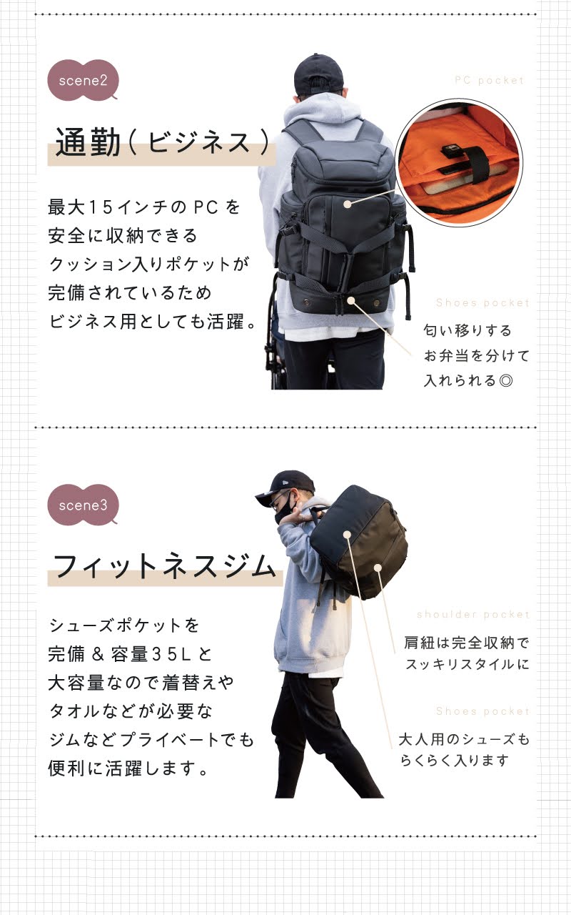 BEMOVITA パパ版 マザーズリュック ファザーズバッグ リュック パパバッグ マザーズバッグ リュック イクメン バッグ 大きめ 育児 子育て 大容量 父の日 2way_16