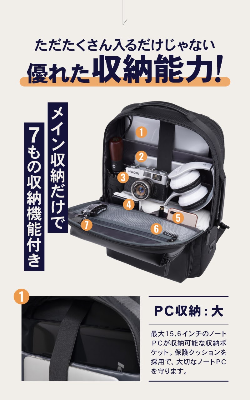 BEMOVITA 29冠達成 型崩れしない ビジネスリュック ビジネス リュック メンズリュック 自立 3way おしゃれ ノートPC 15インチ 軽量 大容量 A4 サイズ  通勤  ykkの画像