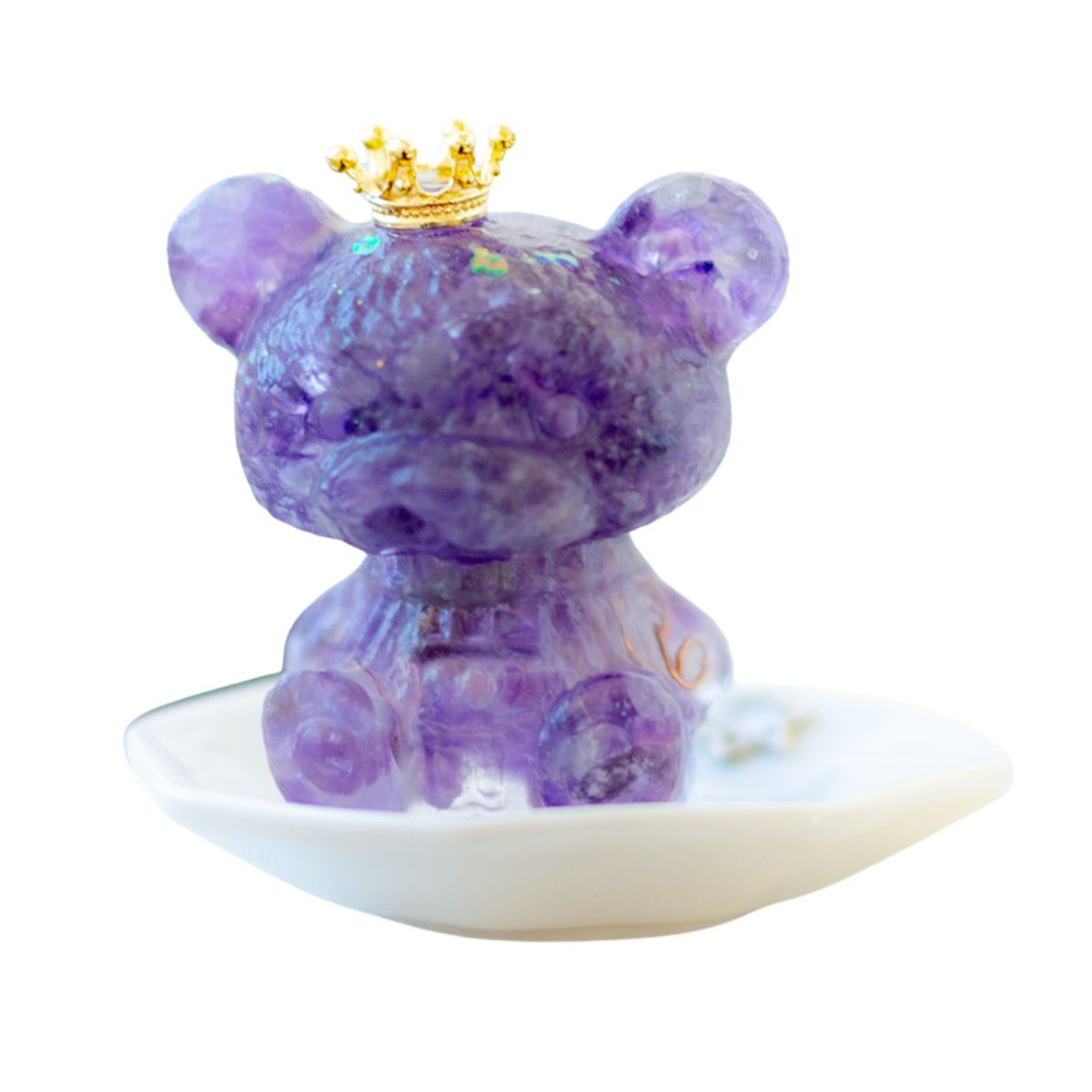 運活くま☆オルゴナイト】アメジスト 天然石入り 置物 浄化 厄除け