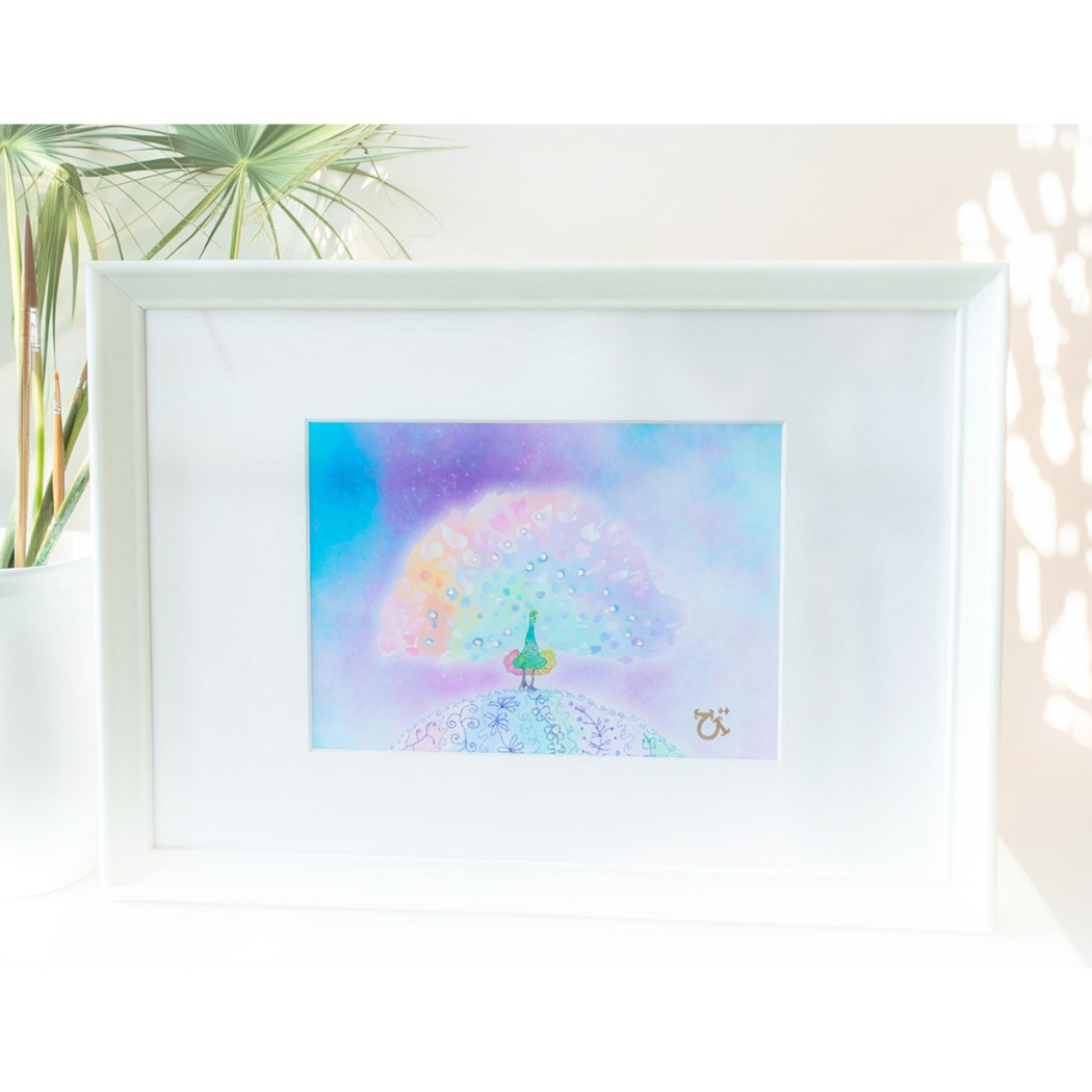 風水 絵画 インテリア フレーム付き 【 運気の上がる絵 】 孔雀