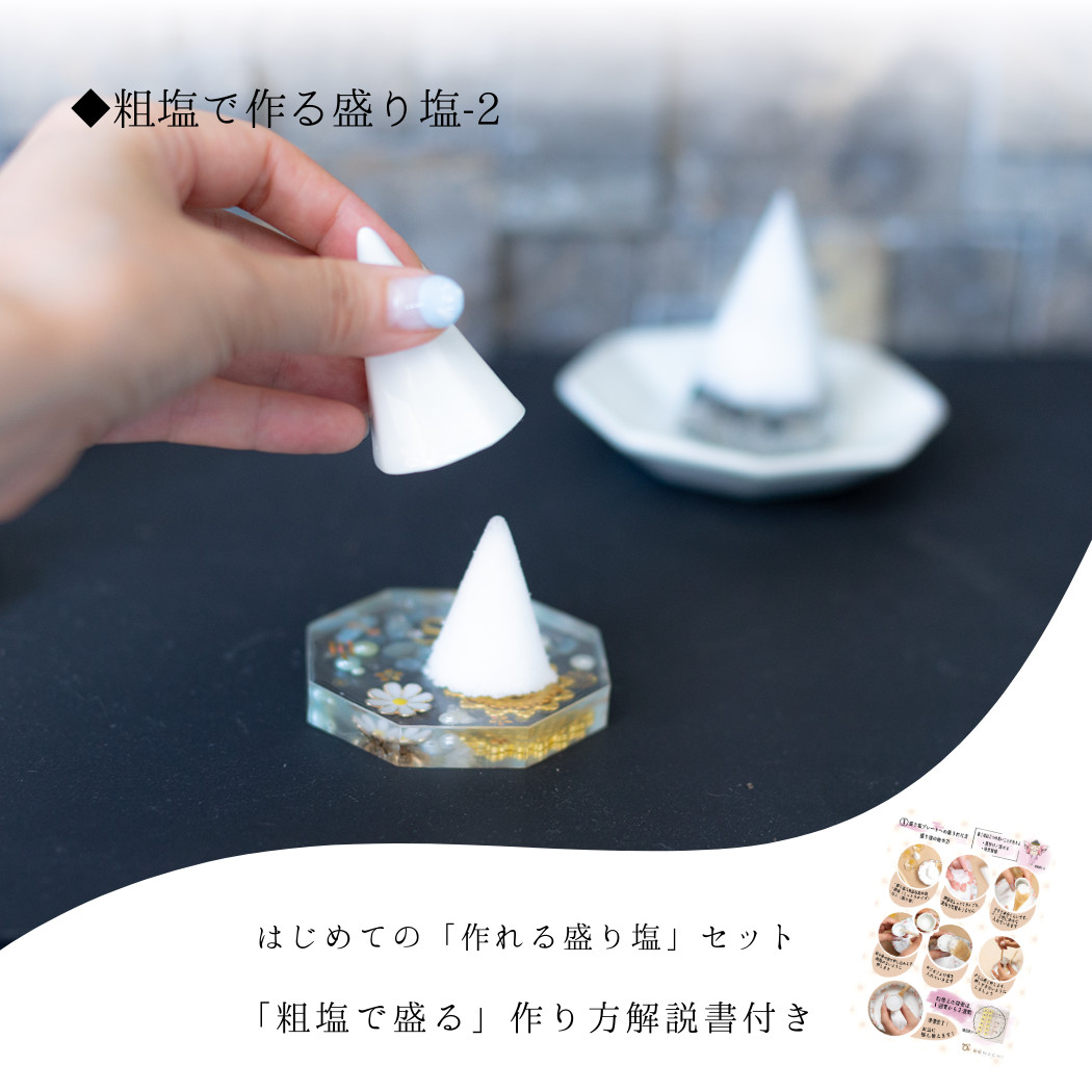 盛り塩 八角皿 風水オルゴナイト 粗塩100g 固め器 布袋付き 初めてでも