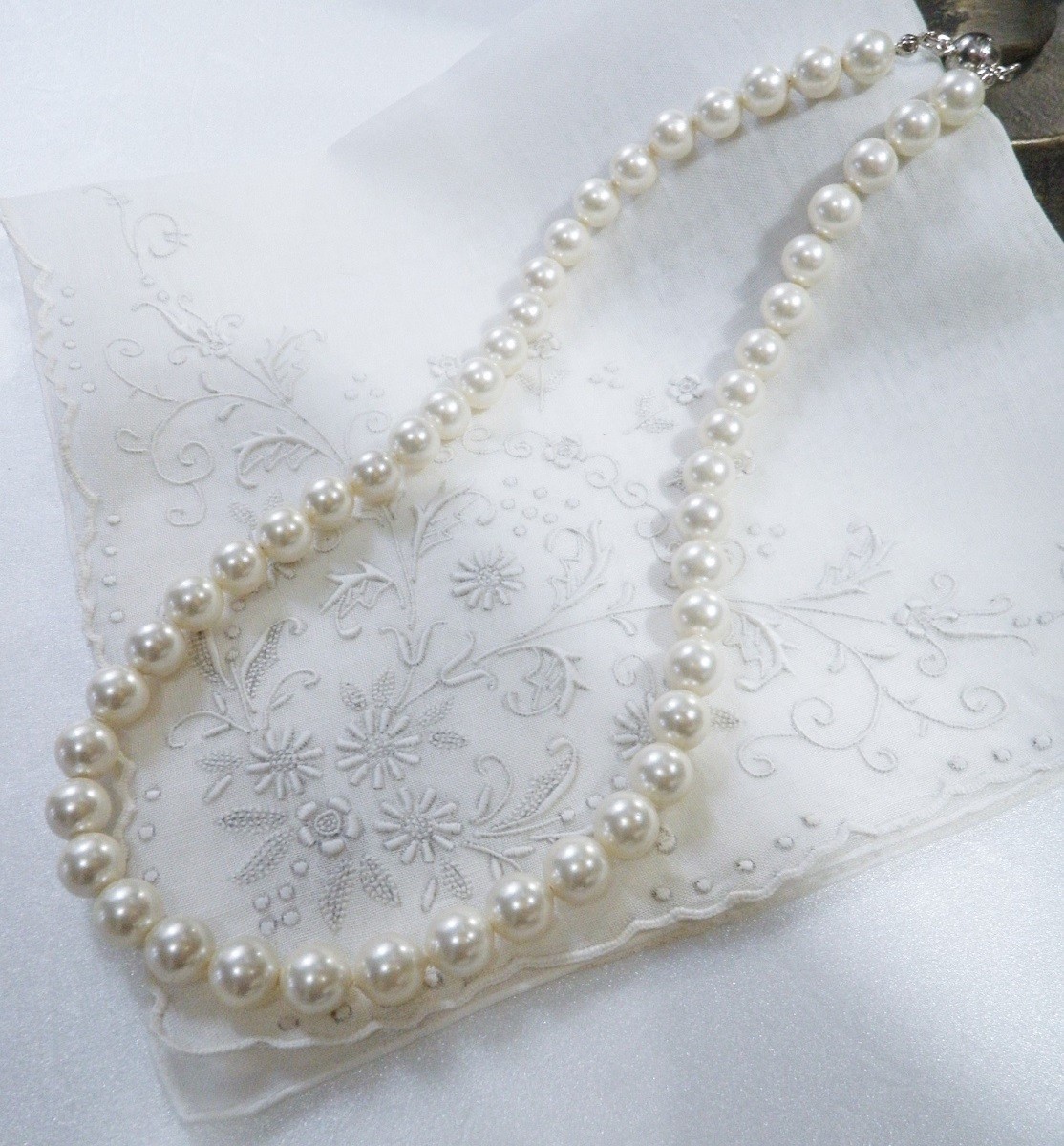 パール ネックレス マグネット留め具 8mm 40cm 42cm