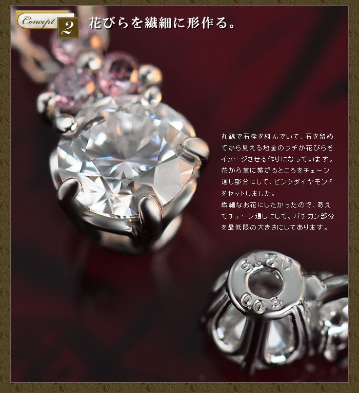 GW日替SALE開催 ペンダント 鑑定カード付き PT900製 ピンクダイヤ