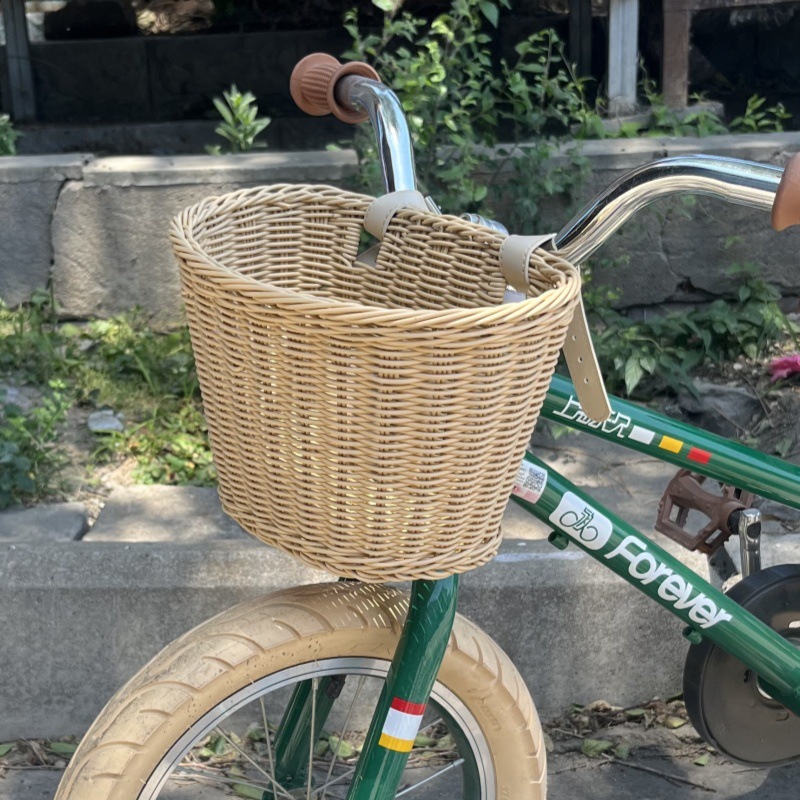 バスケット 収納 自転車カゴ 籐風バスケット 子供用 大人用 ナチュラル