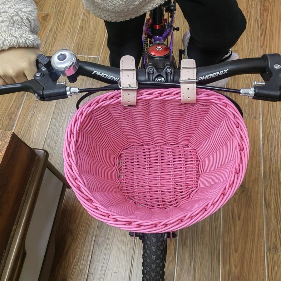 バスケット 収納 自転車カゴ 籐風バスケット 子供用 大人用 ナチュラル