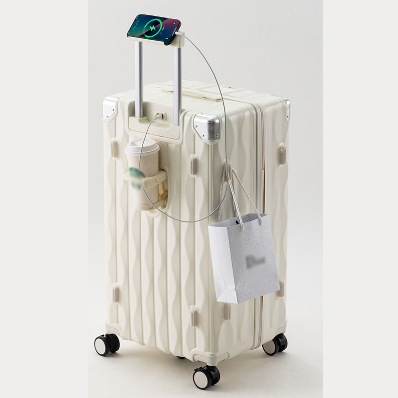 スーツケース 大容量 カップホルダー USBポート付き TSAロック 多機能