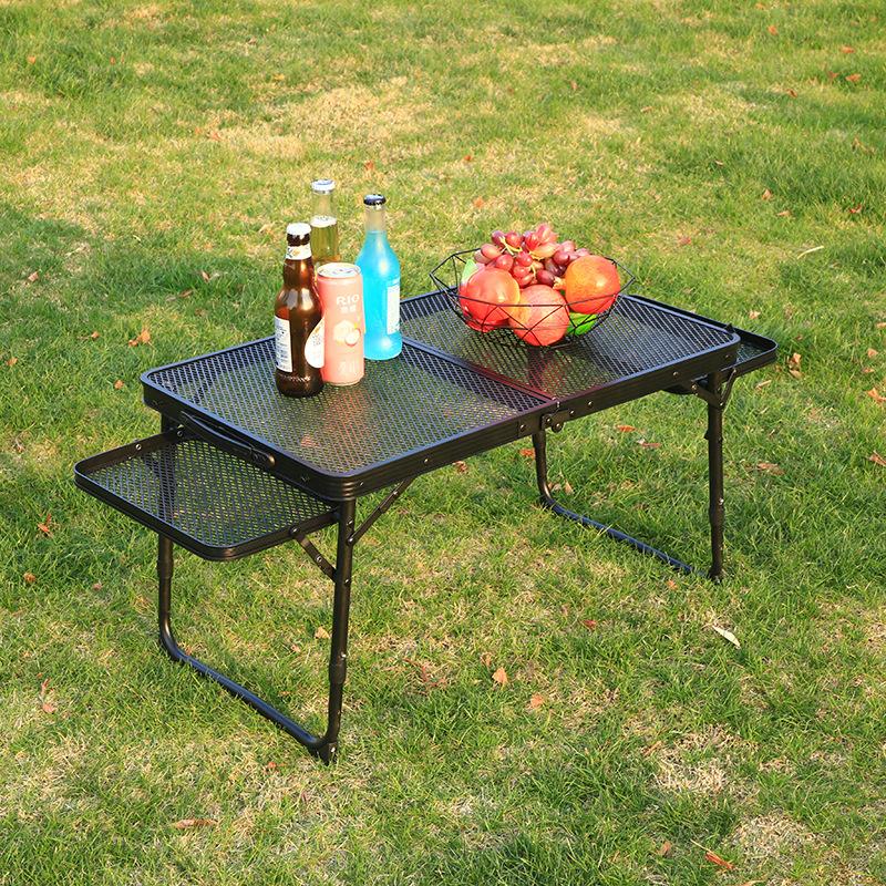 組立簡単アウトドアサイドテーブルキャンプ用品 緑 - テーブル