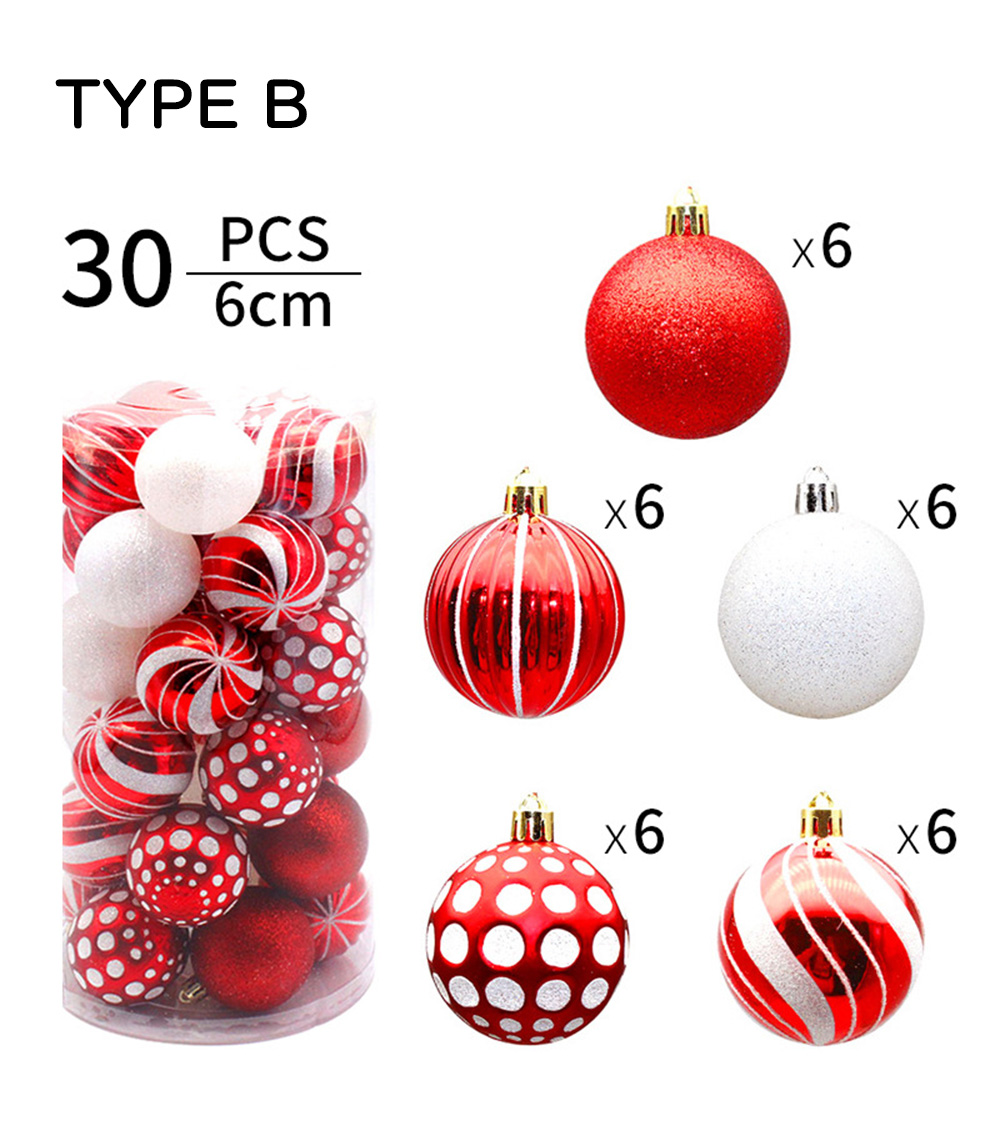 クリスマスオーナメントボール 6cm 30個入り 同色系セット 4種類選べる