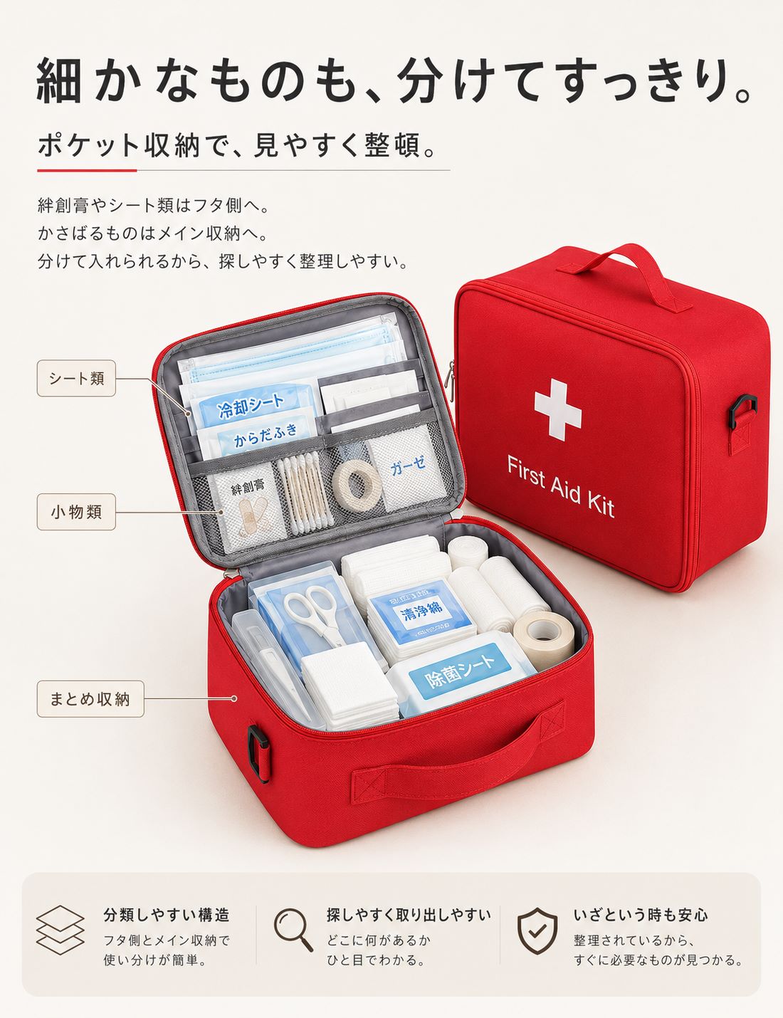 メディカルポーチ 救急バッグ 携帯用 家庭用 登山ポーチ 応急処置 収納
