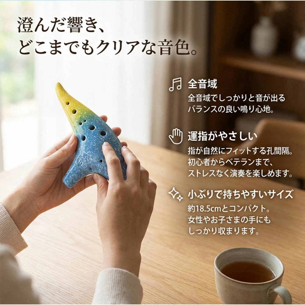 オカリナ アルトC 12穴 陶器 初心者セット 入門用 ケース 子供 練習用