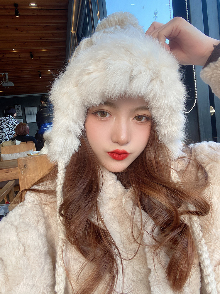 ロシア帽 パイロット帽子 耳あて付き 帽子 ニット帽子 フェイク