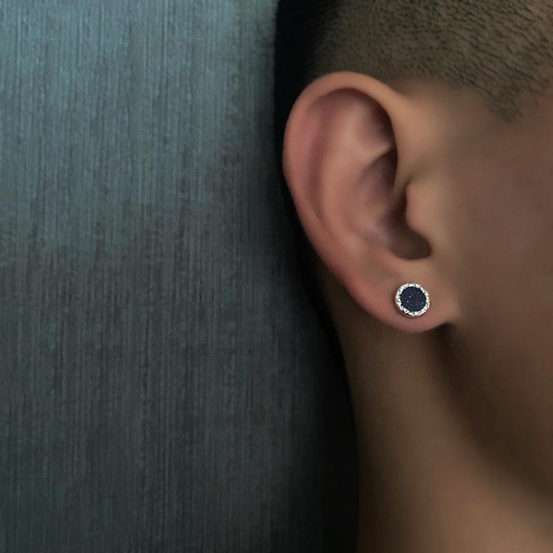 メンズ ピアス 一粒 8mm 小さい 両耳用 耳飾り ブラックオニキス