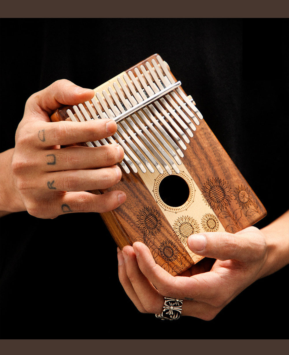 カリンバ 17キー 楽器 初心者 セット Hluru 正規品 17音 象嵌 銘木