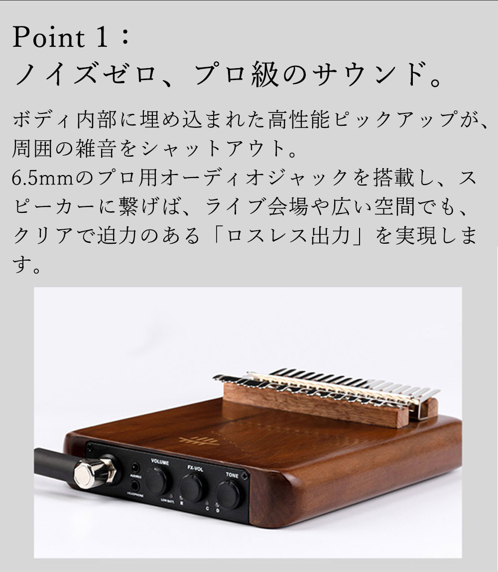 カリンバ エフェクター内蔵 17音 21音 電音カリンバ 全単板 アメリカ産