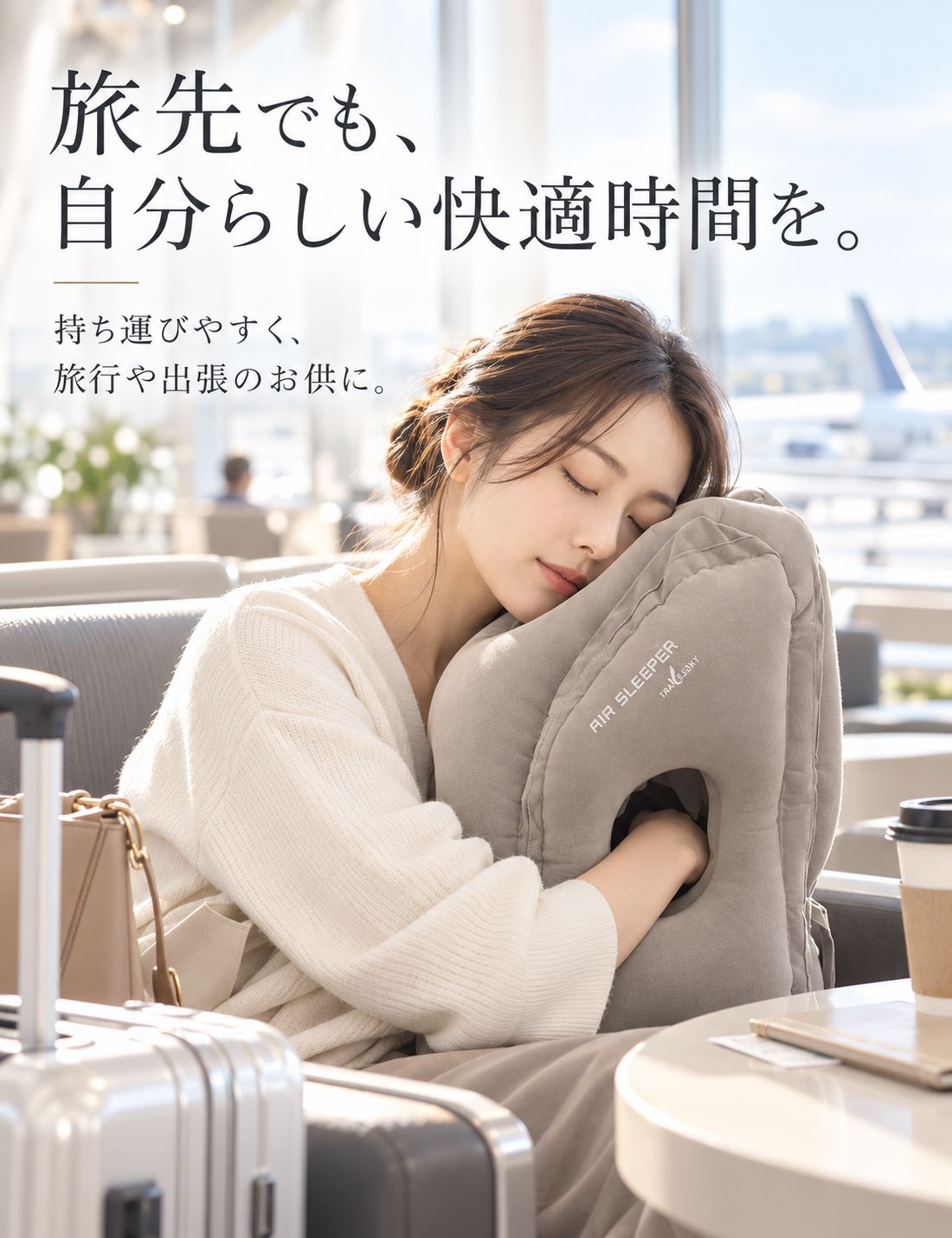 エアーピロー 飛行機 低反発 首枕 旅行 仮眠 機内 バス エアトラベル
