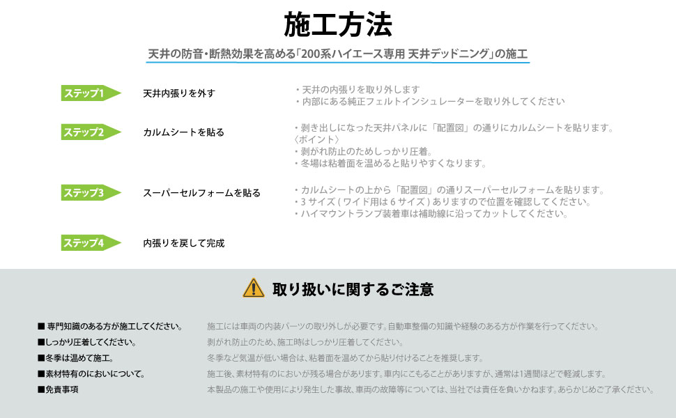 be on sound (美音サウンド) 200系ハイエース 天井デッドニングセット