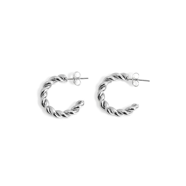 ピアス ステンレス メタル ツイスト フープ バックキャッチ レディース 女性用 SUS304 光沢感 イヤアクセサリー メール便送料無料 |  | 01