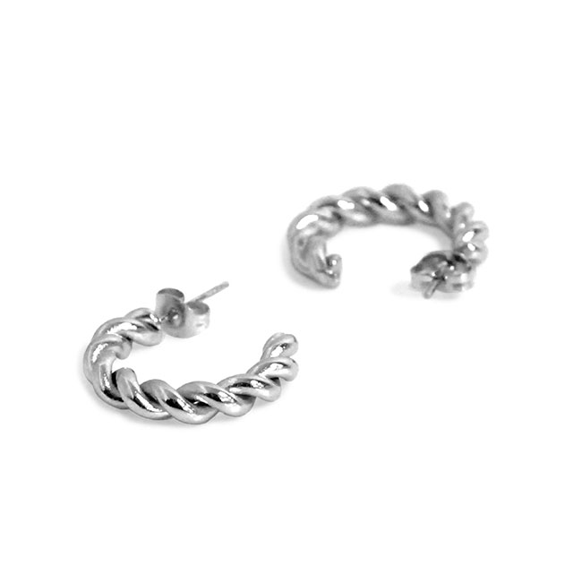 ピアス ステンレス メタル ツイスト フープ バックキャッチ レディース 女性用 SUS304 光沢感 イヤアクセサリー メール便送料無料 |  | 03
