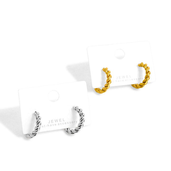 ピアス ステンレス メタル ツイスト フープ バックキャッチ レディース 女性用 SUS304 光沢感 イヤアクセサリー メール便送料無料 |  | 04