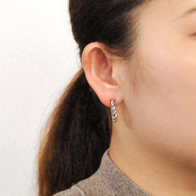 ピアス ステンレス メタル ツイスト フープ バックキャッチ レディース 女性用 SUS304 光沢感 イヤアクセサリー メール便送料無料 |  | 05