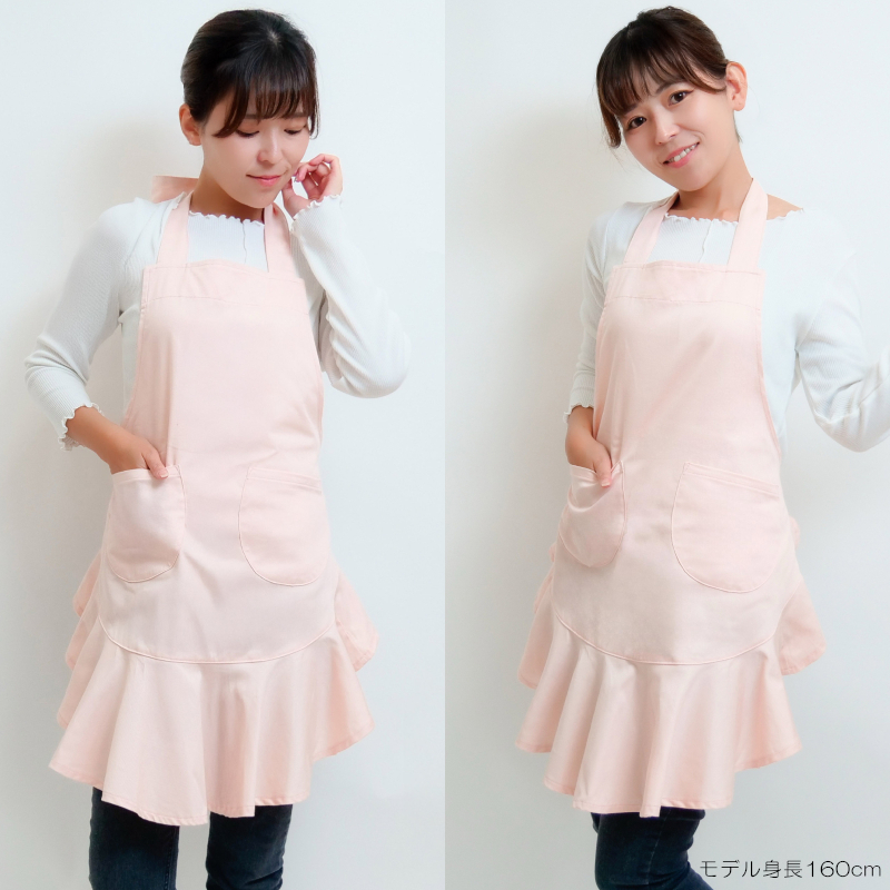 フリルエプロン 日本製 おしゃれ かわいい レディース 無地 コスプレ
