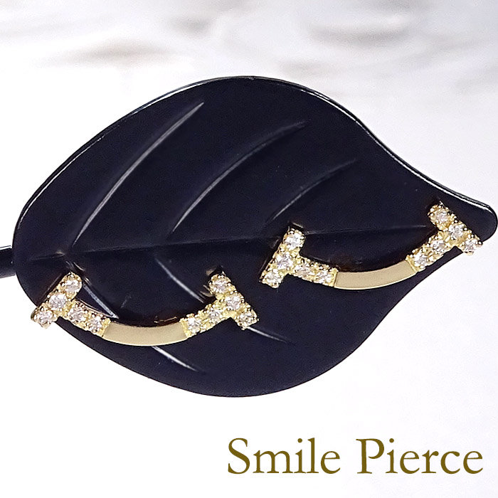 Pt900 K18 YG PG 0.08ct ダイヤモンド スマイル ピアス 送料無料 PT