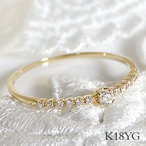 商品画像１ K18YG ダイヤモンド リング 0.1ct