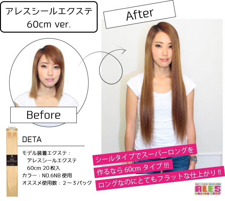 正規通販】エクステ アレス 人毛100% 20枚入り 60cm その他ヘアケア