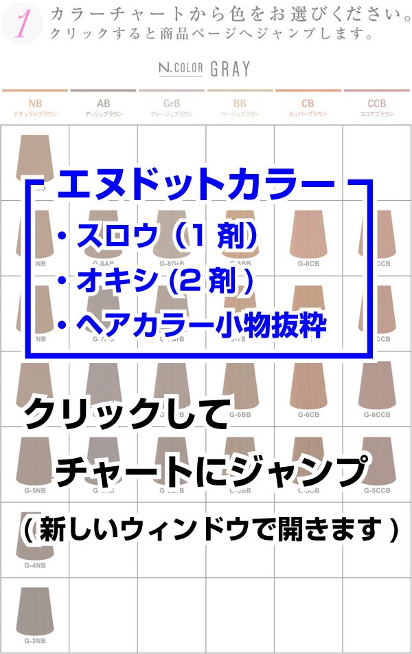 エヌドットカラー剤 チャート