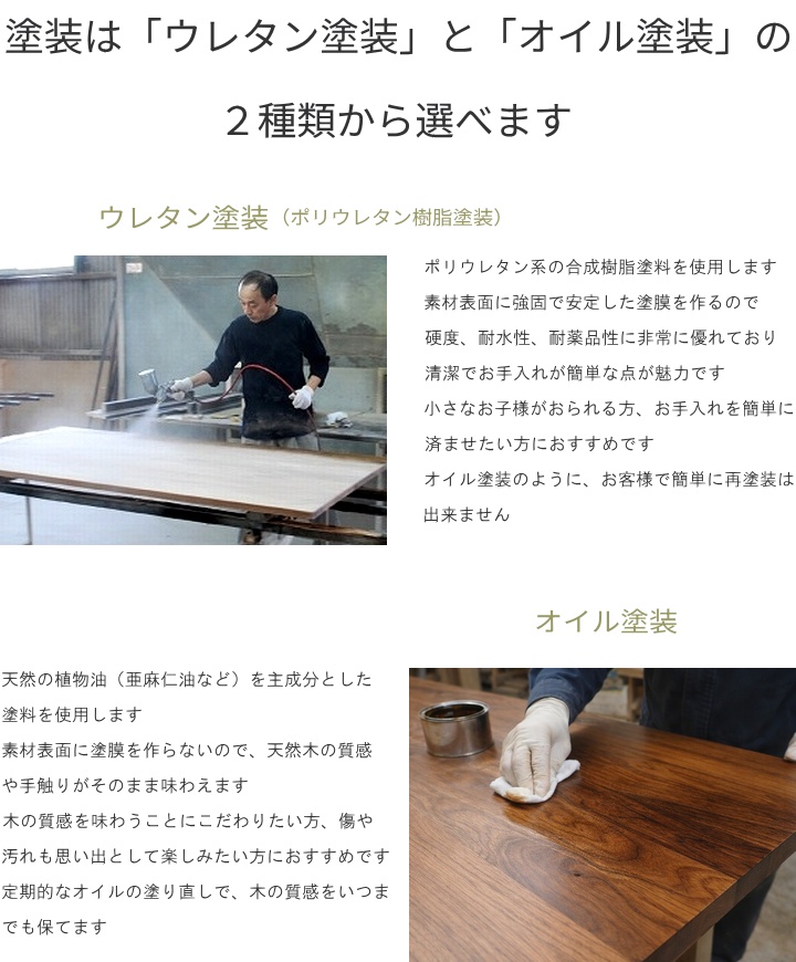 ウォールナット無垢材 ダイニングテーブル 国産 オーダーサイズ対応 120〜200cm 4本脚 天板25mm 選べる素材 チェリー オーク 高さ指定可 高級食卓テーブル_9