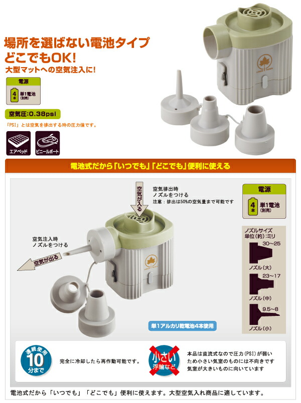 LOGOS ロゴス アウトドア 寝具 空気入れ バッテリーハイパワーブロー 0.38PSI 81336590