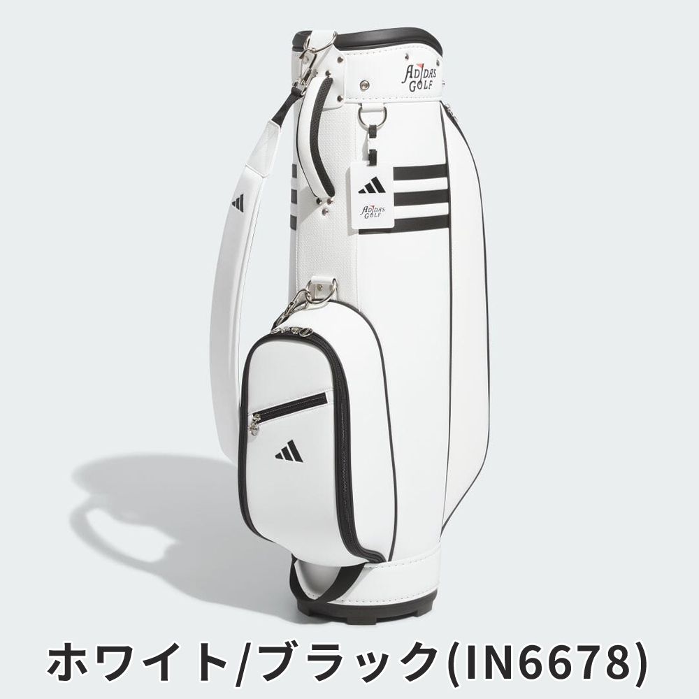 adidas アディダス レディース ゴルフ キャディバッグ 軽量 クラシックスリーストライプス バッグ IKL16 24SS 春夏 口枠5分割 ジップポケット｜bespo｜03