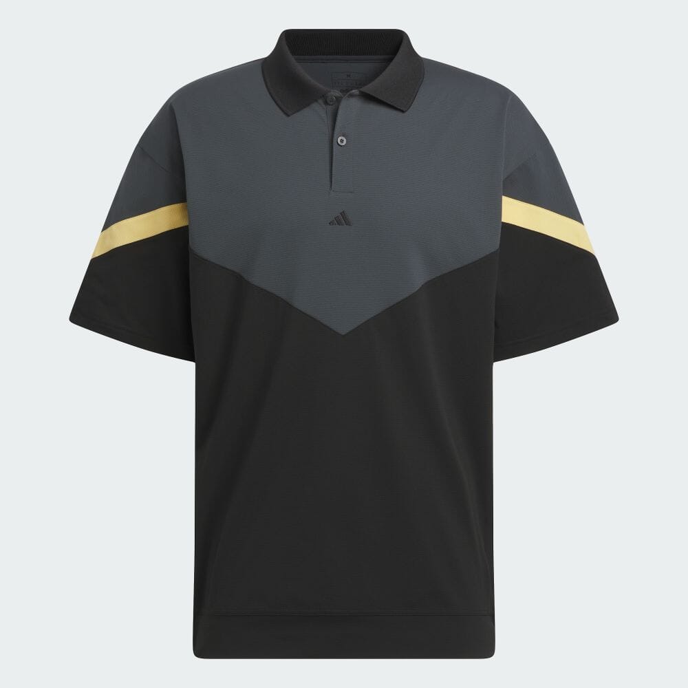 セール adidas アディダス メンズ ゴルフウェア シャツ ツイストニット オーバーサイズ カラーブロック 半袖ポロ JTX78 24FW 秋冬 軽量 ストレッチ性 | adidas | 01