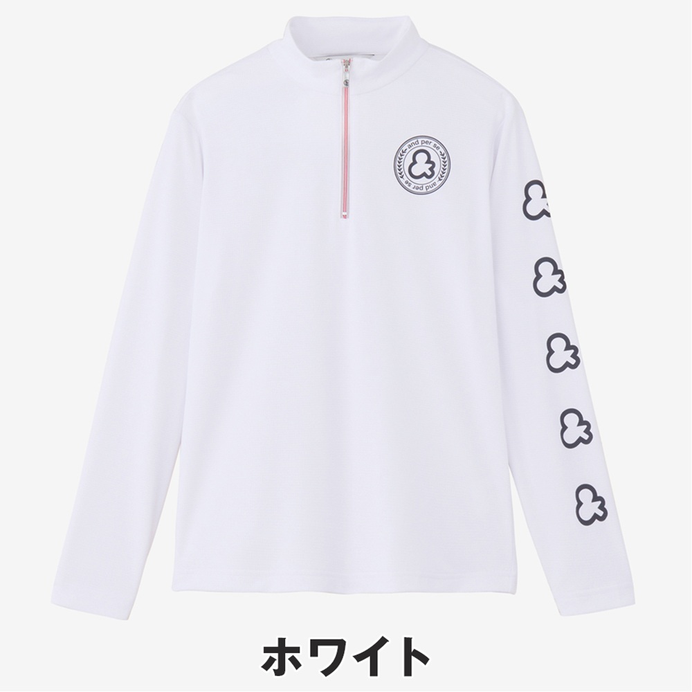 and per se アンパスィ レディース ゴルフウェア シャツ COOL is COOL ライトワッフル長袖ハーフジップシャツ AFS9406W1 26SS 春夏 マルチストレッチの画像