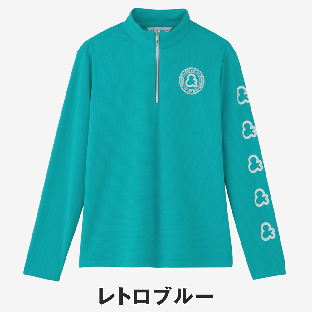 and per se アンパスィ レディース ゴルフウェア シャツ COOL is COOL ライトワッフル長袖ハーフジップシャツ AFS9406W1 26SS 春夏 マルチストレッチの画像