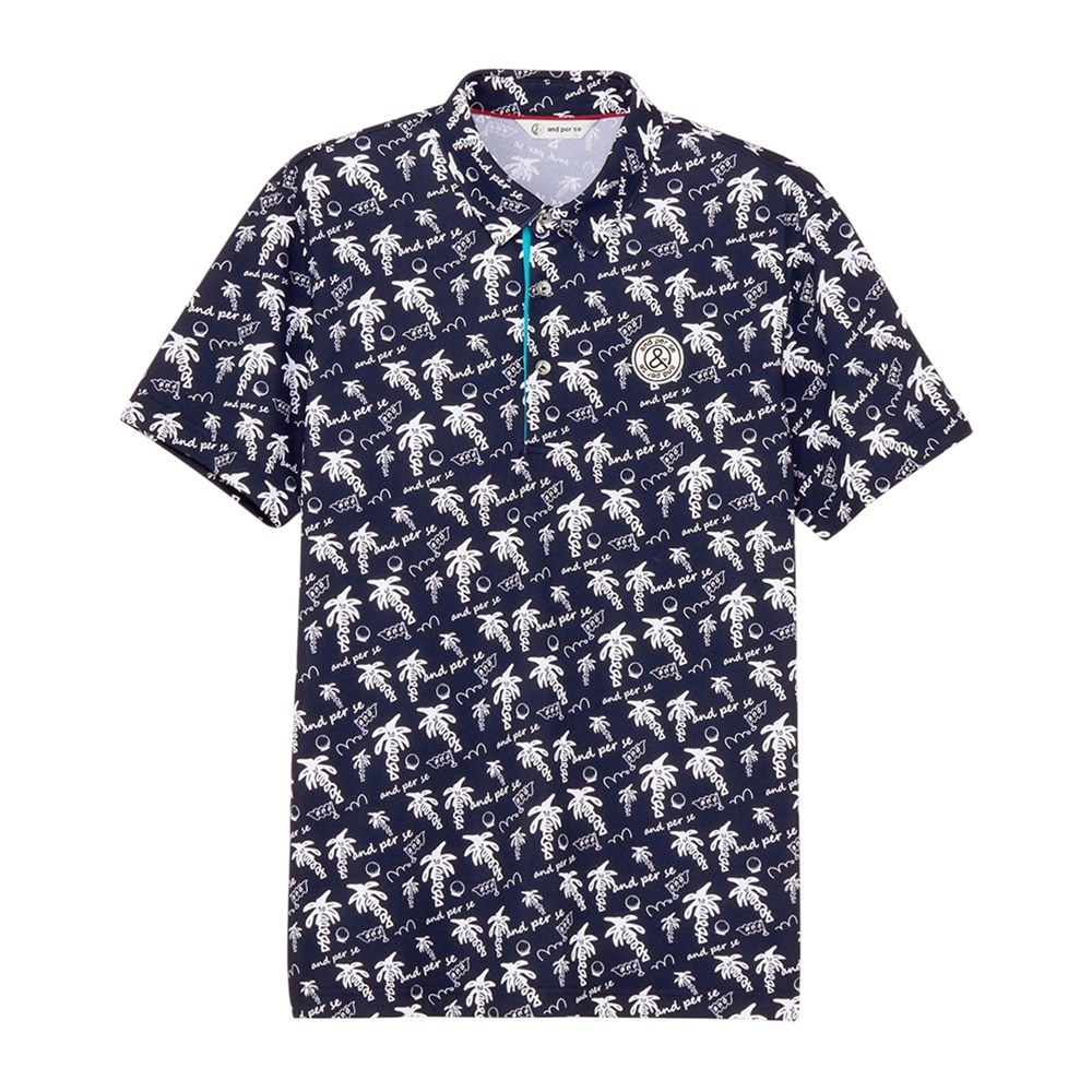 ⭐︎ 新品 and per se ゴルフポロシャツ size M ブルーストライプ ⭐︎ 新品 and per se ゴルフポロシャツ size M ブルーストライプ