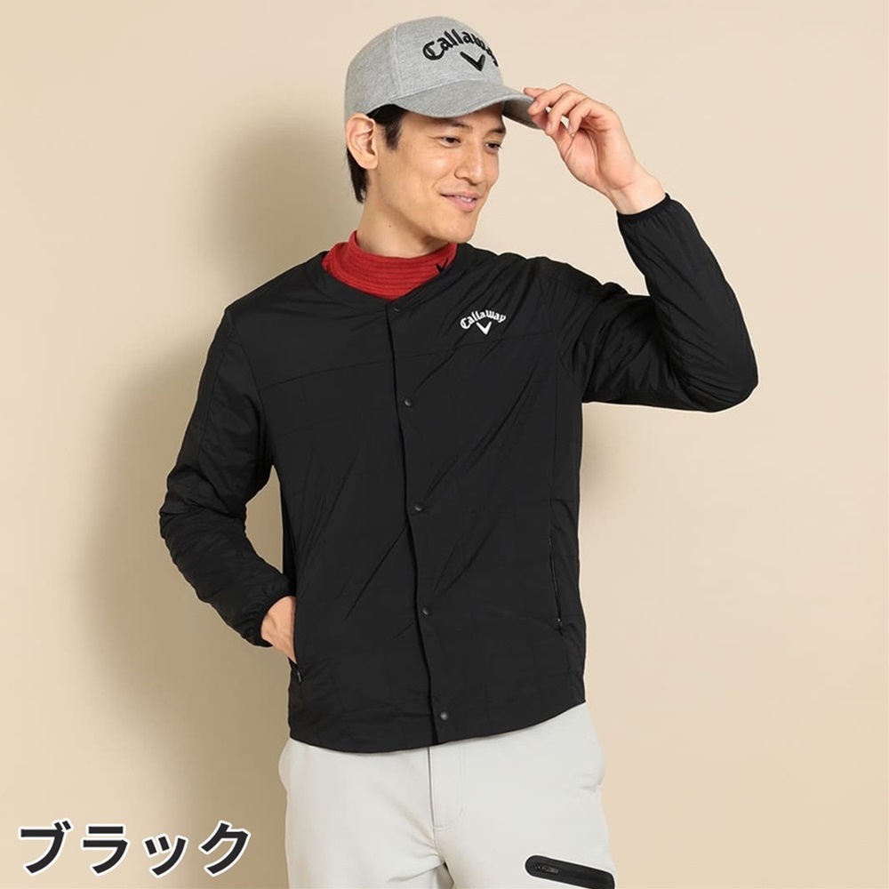 新品 キャロウェイ 長袖ブルゾン 中綿 ノーカラー ブラック LLサイズ Callaway（キャロウェイ） セール メンズ ゴルフウェア ブルゾン