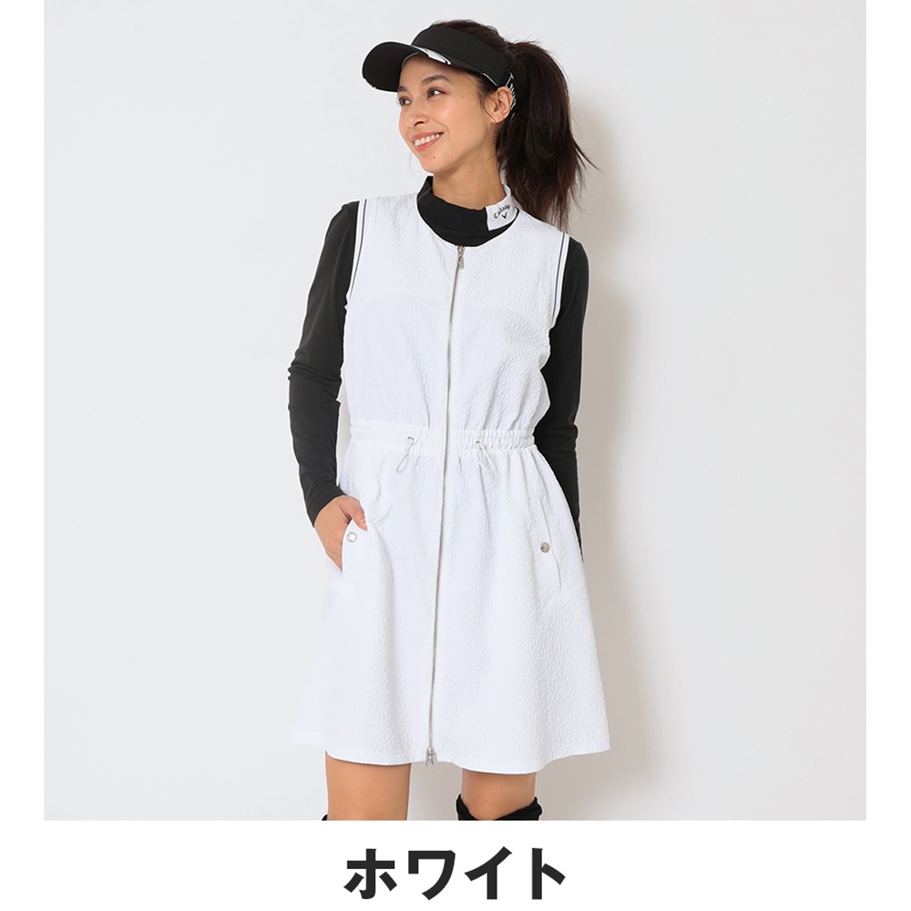 Callaway キャロウェイ レディース ゴルフウェア ワンピース フラワーボンディングフルジップワンピース C26129200 26SS 春夏 幾何学風フラワー柄_10