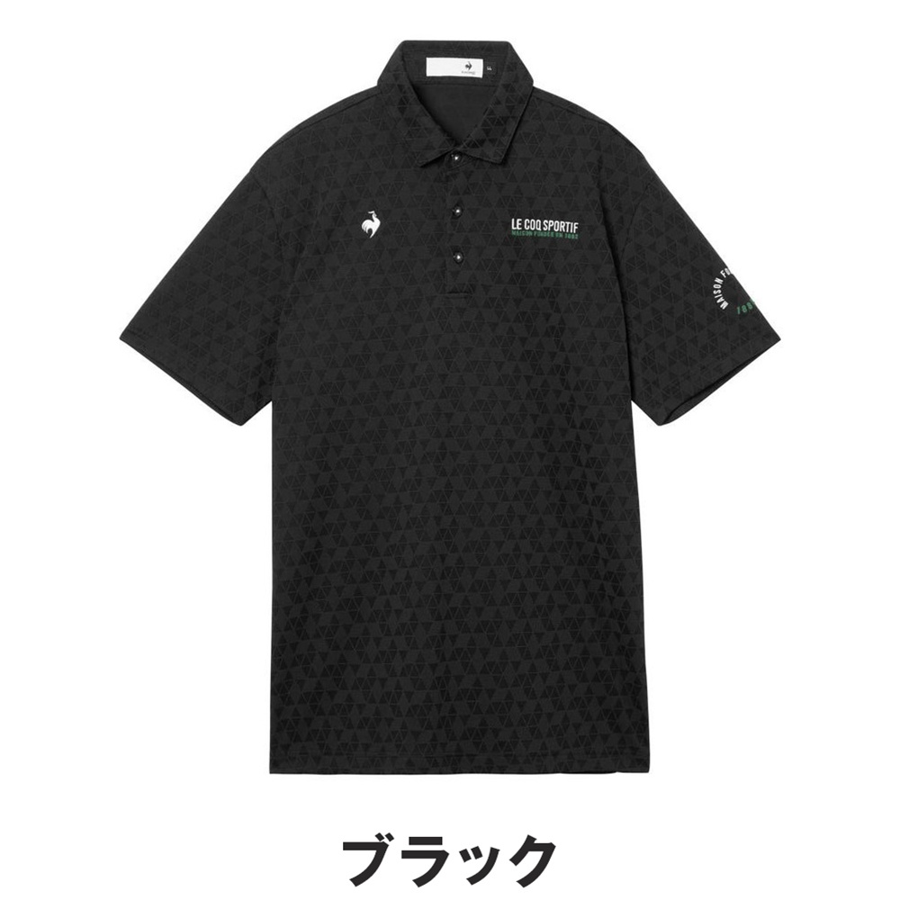 le coq sportif ルコックスポルティフ メンズ ゴルフウェア シャツ Sunscreen NIR トライアングルジャカード半袖シャツ LG6SHS01M 26SS 春夏_5