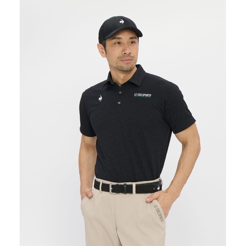 le coq sportif ルコックスポルティフ メンズ ゴルフウェア シャツ Sunscreen NIR トライアングルジャカード半袖シャツ LG6SHS01M 26SS 春夏_7