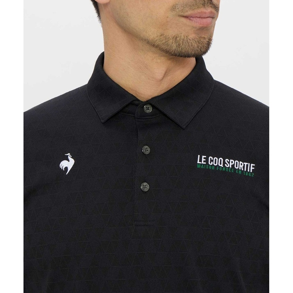 le coq sportif ルコックスポルティフ メンズ ゴルフウェア シャツ Sunscreen NIR トライアングルジャカード半袖シャツ LG6SHS01M 26SS 春夏_11